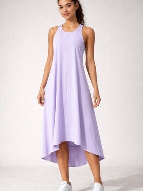 Halara Breezeful High Low Midi Dress Lavender Purple Pockets EUC Sz M